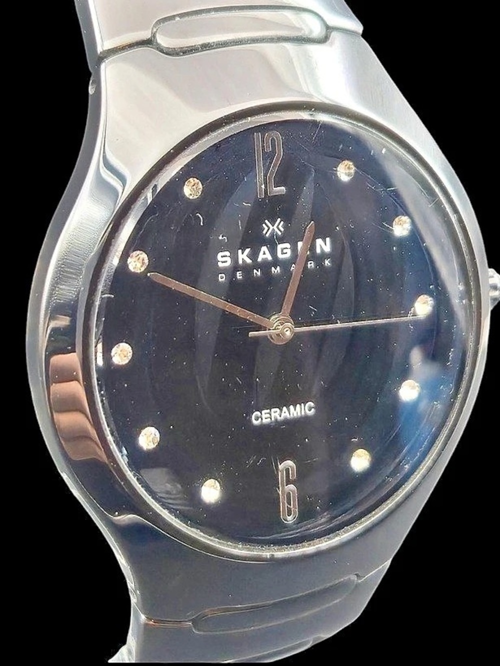 Skagen 8175BXBC Ceramic Watch Black & Silver